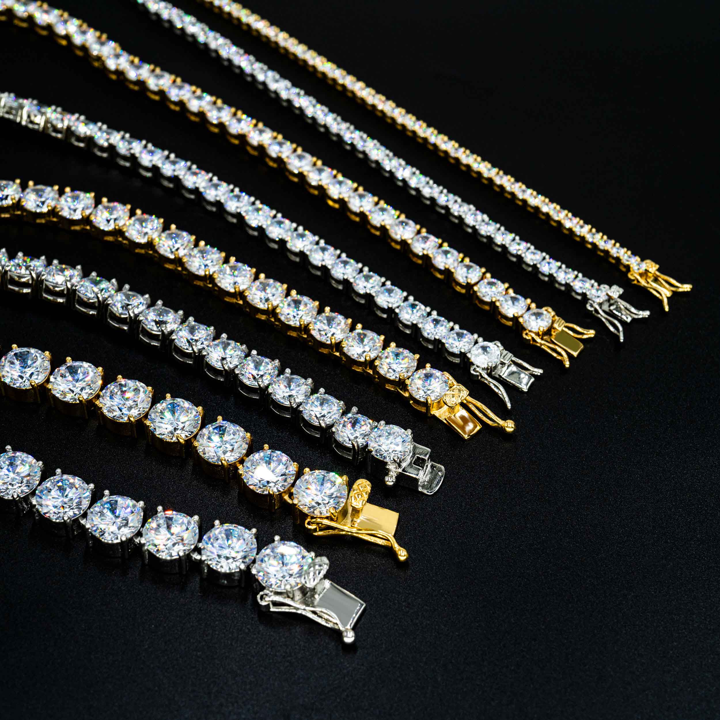 GL Stainless Steel Zircon Tennis Chain Bracelet Necklace