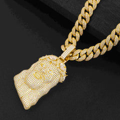 GL Silver Full Moissanite Teardrop Diamond Crown Jesus Pendant