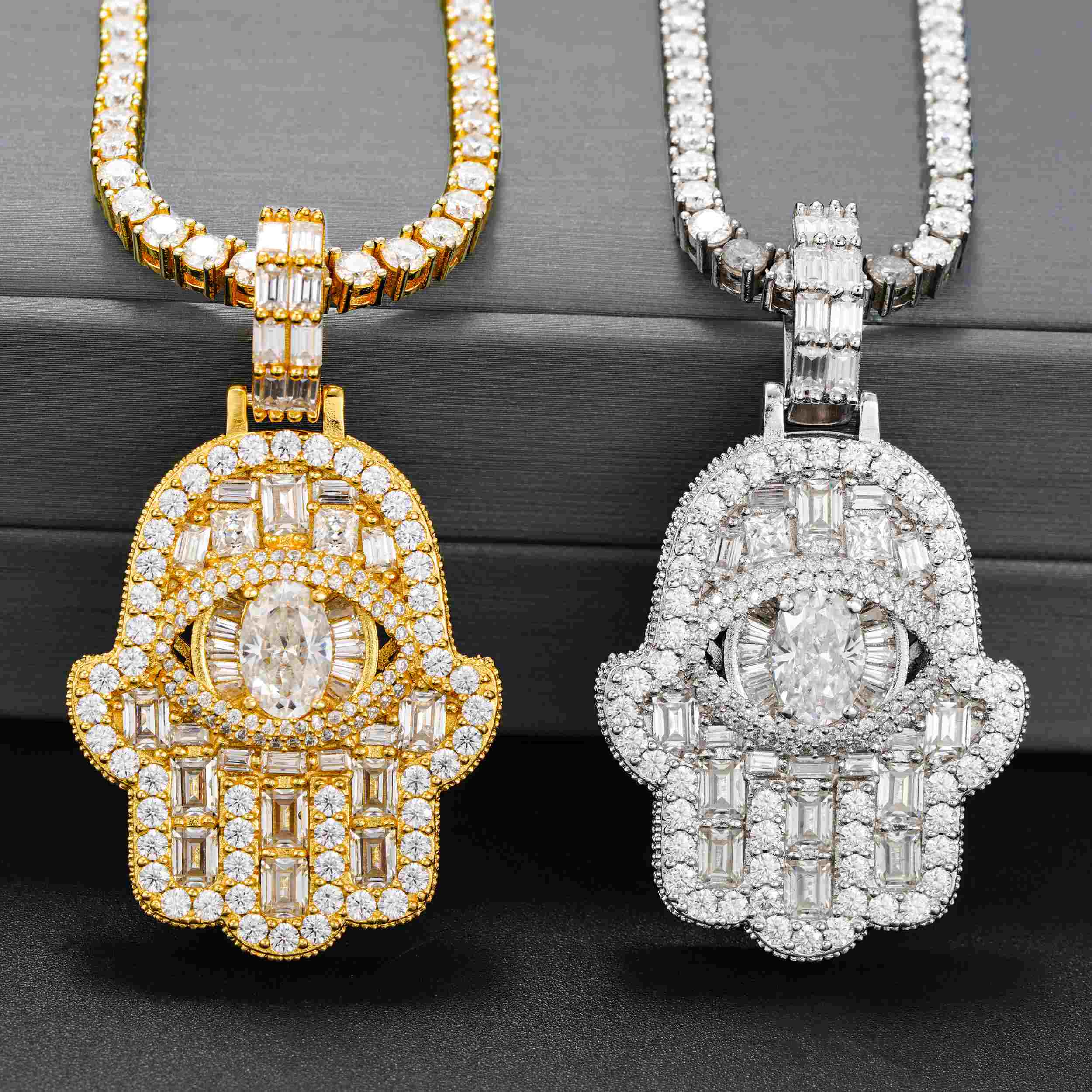 GL Iced Out Hand of Fatima Silver Moissanite Pendant Secondary image