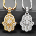 GL Iced Out Hand of Fatima Silver Moissanite Pendant