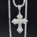GL Iced Out Layered Cross 925 Silver Moissanite Pendant