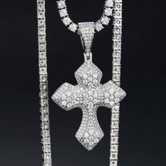 GL Iced Out Layered Cross Brass 5A+ Diamond Pendant