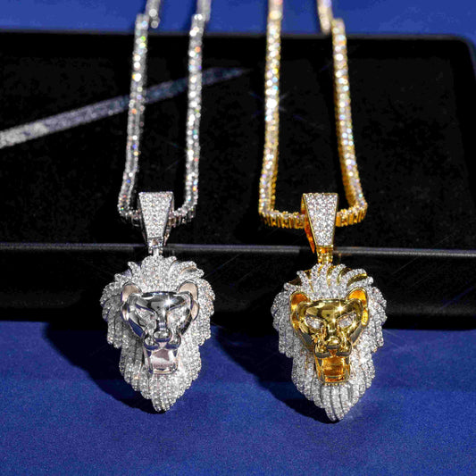 Lion diamond pendant brass zircon material