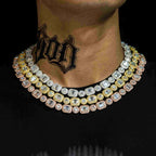 12MM Round&Rmerald Cut VVS Moissanite Luxury Cuban Chain Necklace