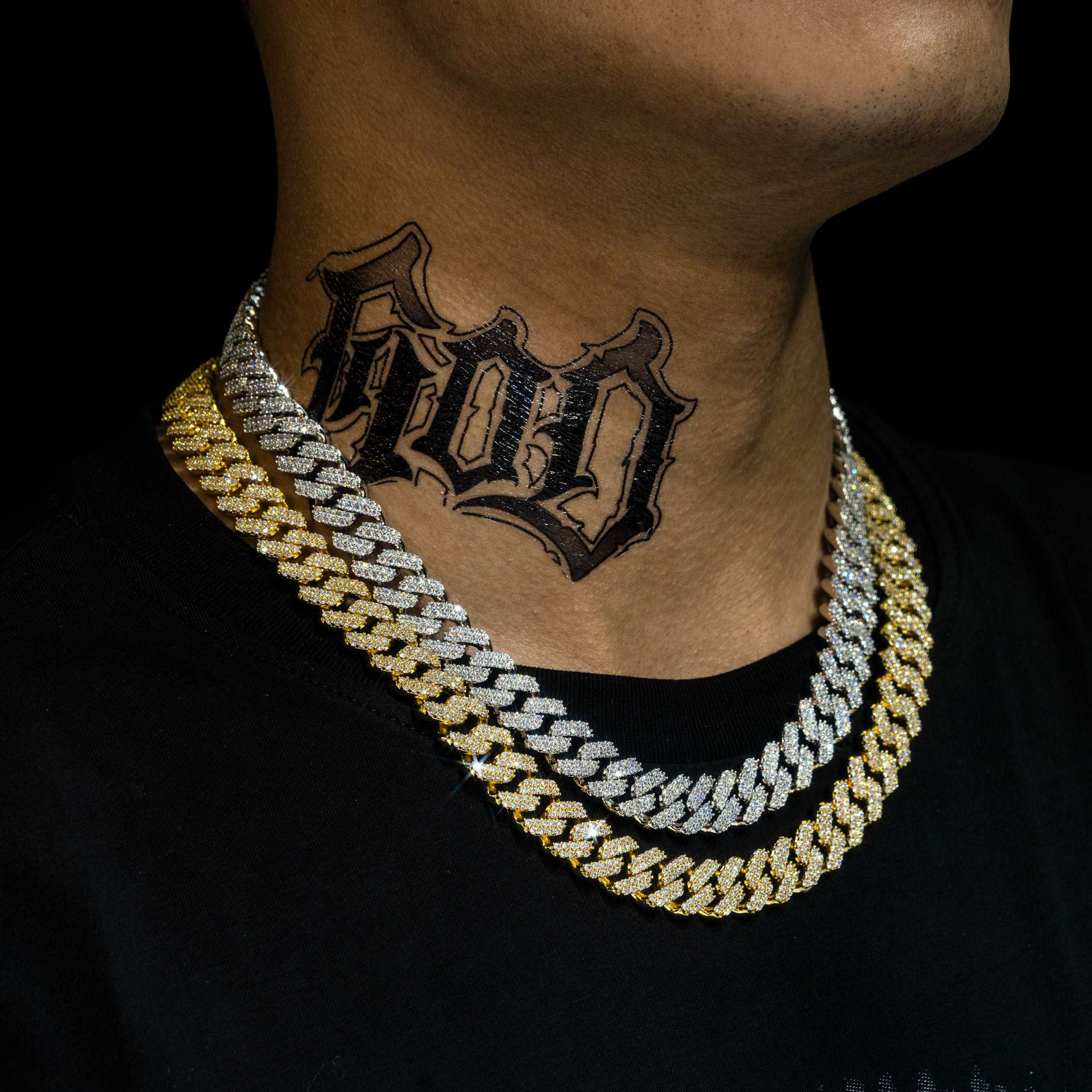 12.6mm hip-hop cuban chains made of Brass and AAAAA Zircon jewelry. Secondary image