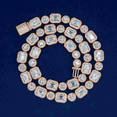 GL 10MM Round&Rmerald Cut Moissanite Luxury Chain