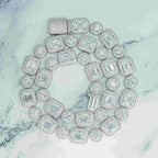 12MM Round&Rmerald Cut VVS Moissanite Luxury Cuban Chain Necklace
