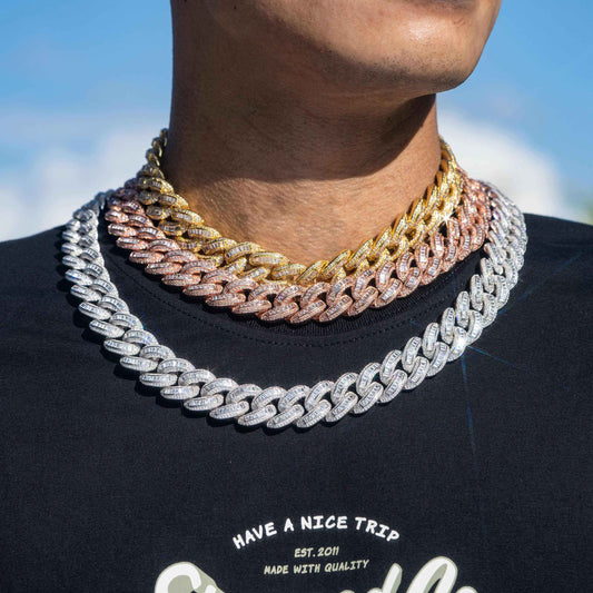 New avant garde brass zircon Cuban chain
