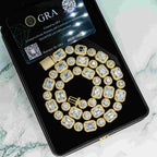 12MM Round&Rmerald Cut VVS Moissanite Luxury Cuban Chain Necklace