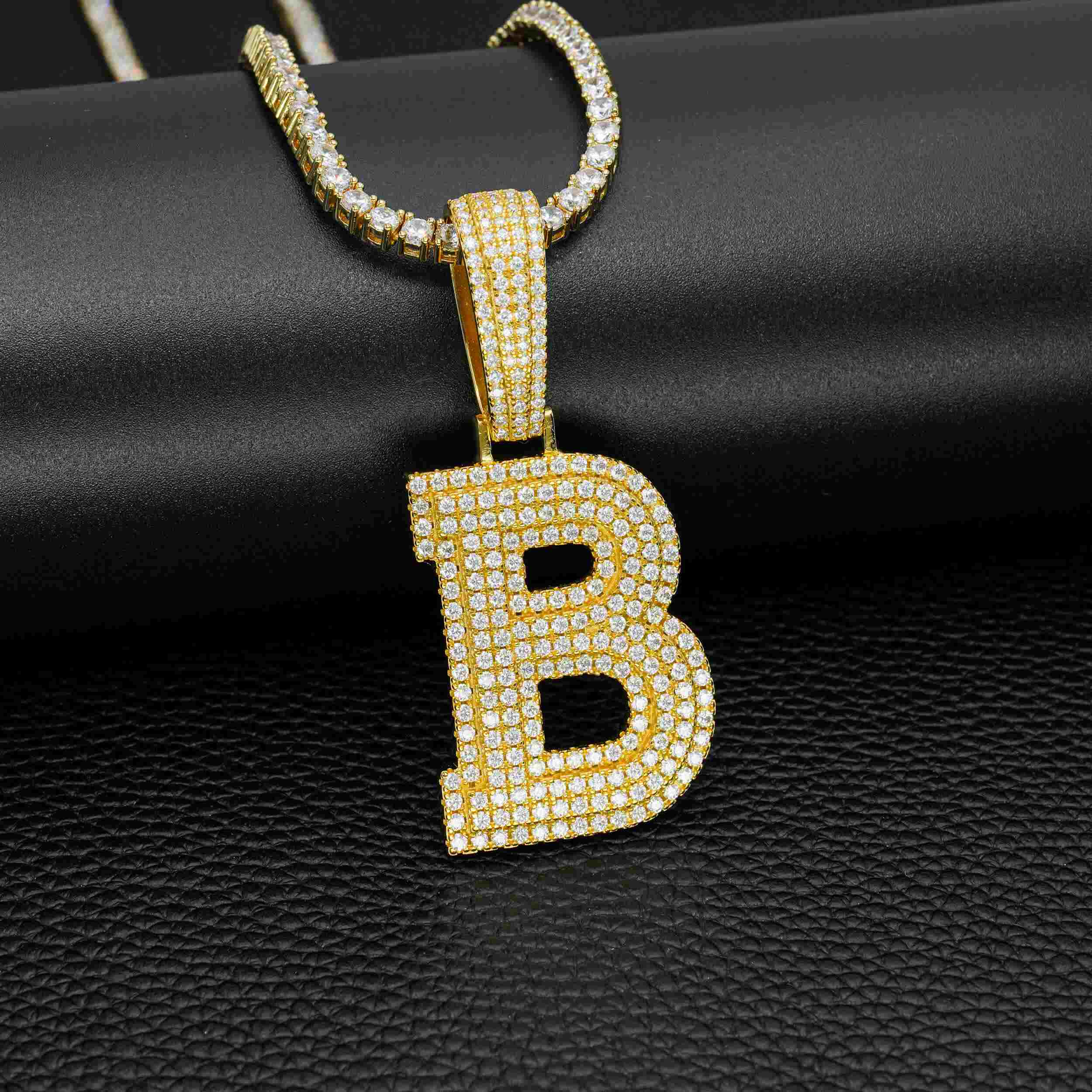 GL Hip Hop jewelry Name Letter Moissanite Diamond Pendant