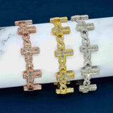 Cross Moissanite Cuban chain bracelet