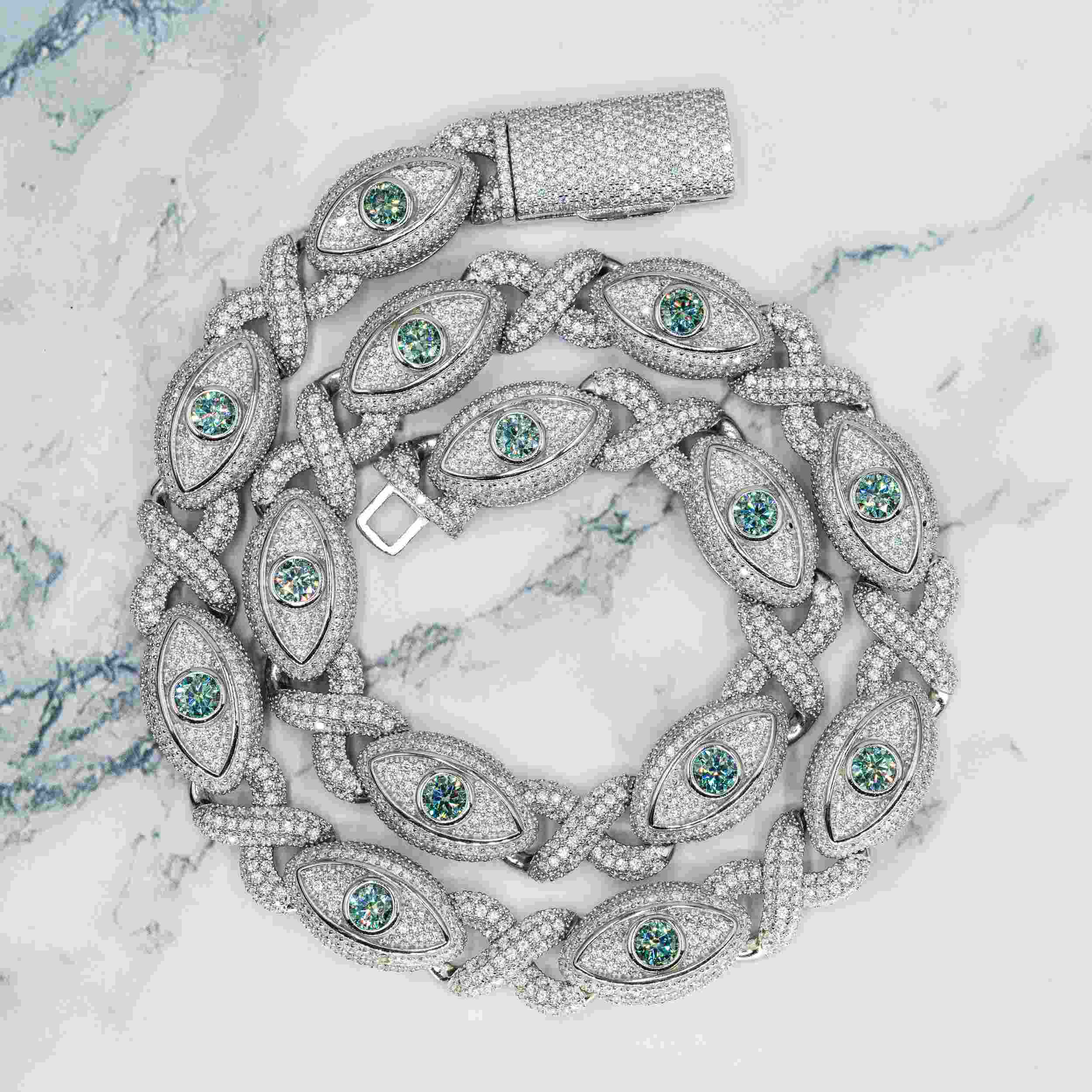 15MM Devil's Eye VVS Moissanite Cuban Chain
