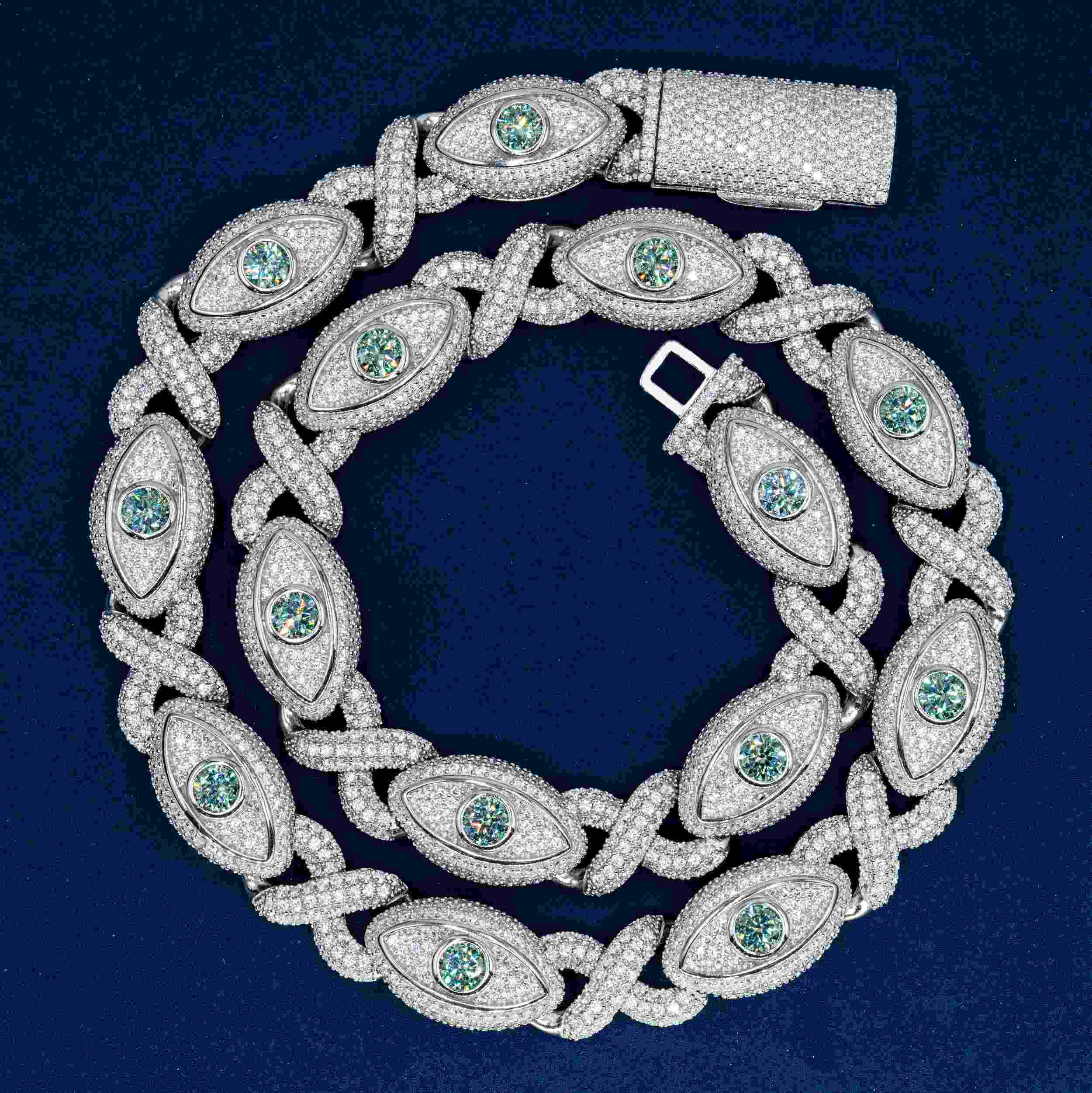 15MM Devil's Eye VVS Moissanite Cuban Chain