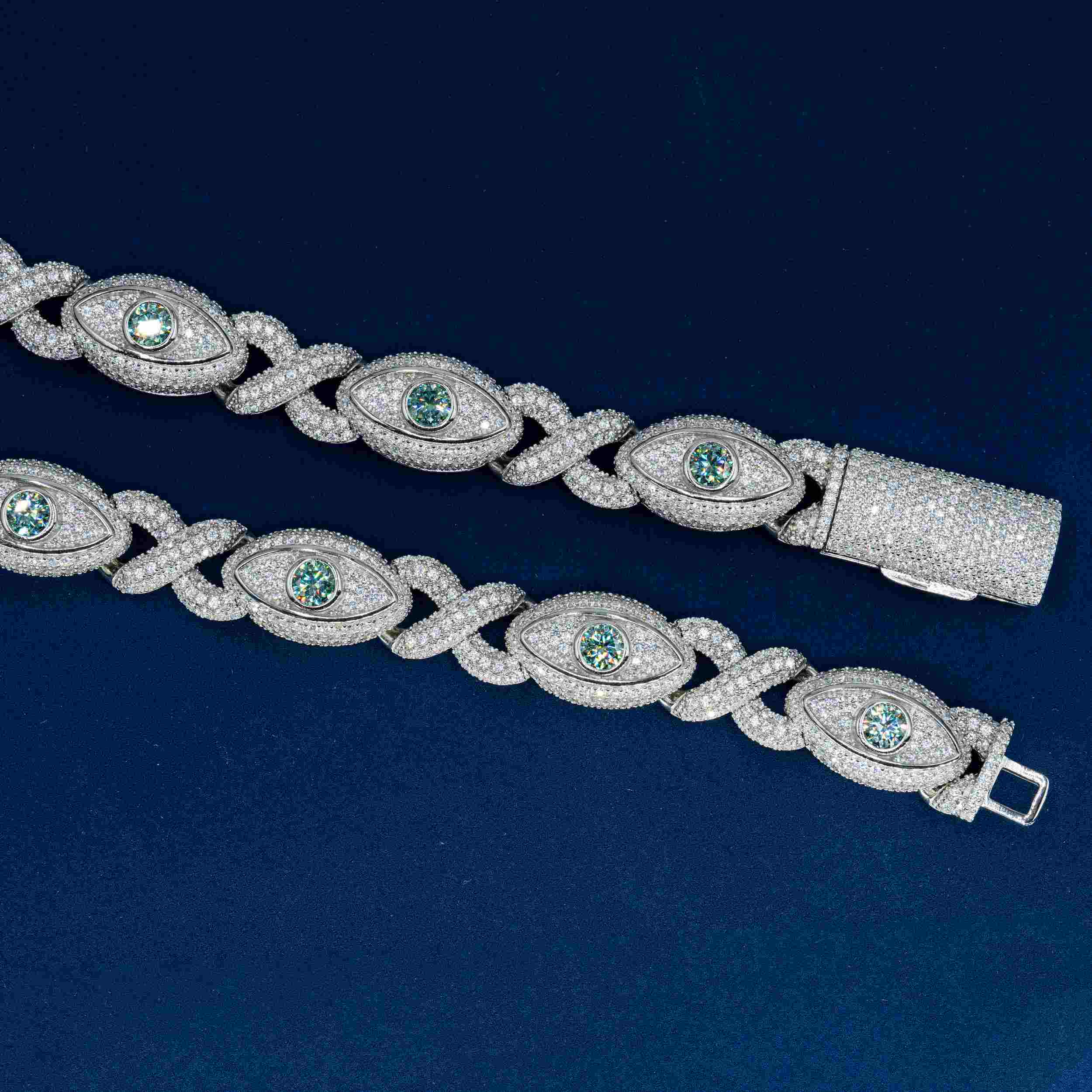 15MM Devil's Eye VVS Moissanite Cuban Chain