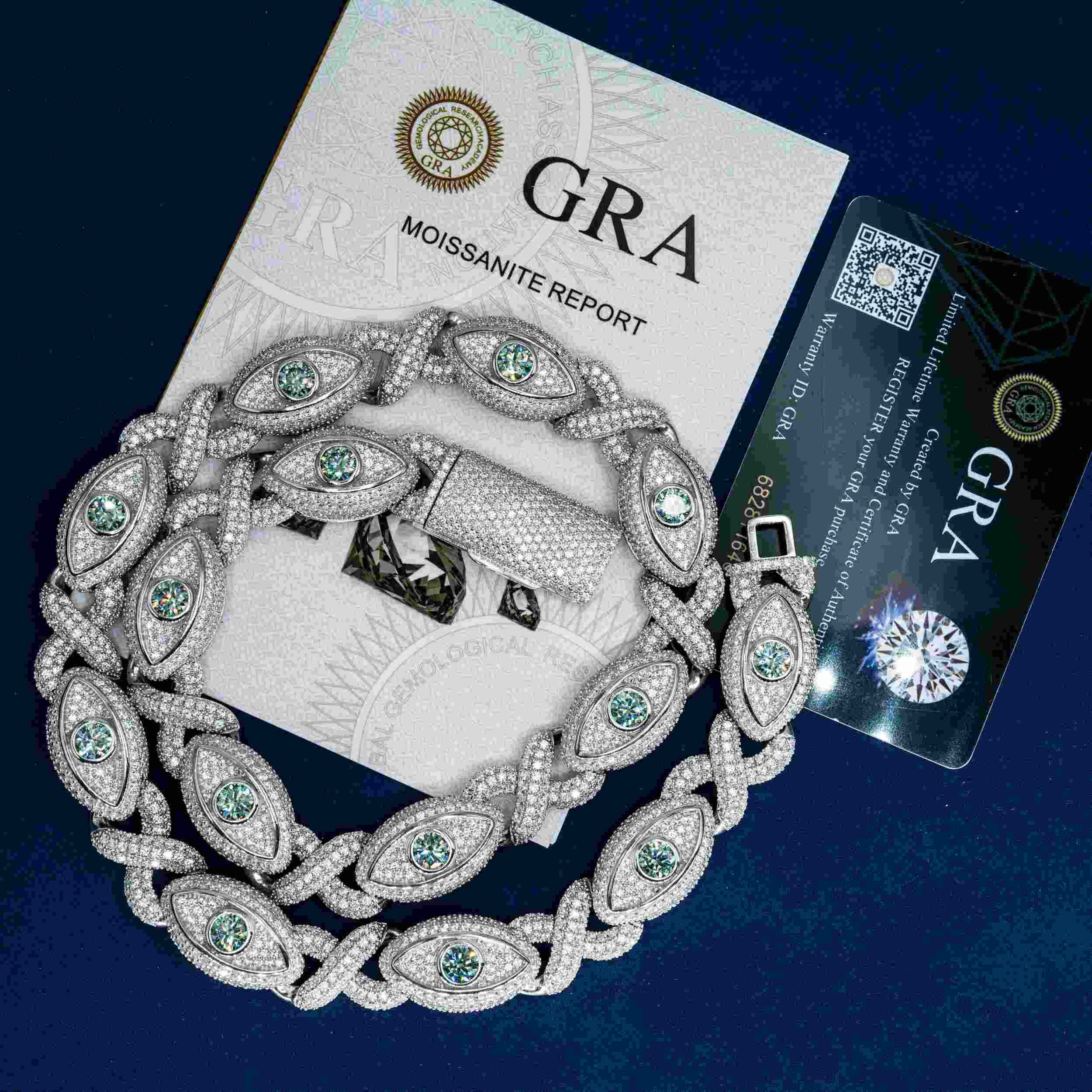 15MM Devil's Eye VVS Moissanite Cuban Chain
