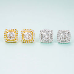 GL Hiphop Jewelry  925 Sterling Silver VVS Round Cut Moissanite Stud Square Shape Earring