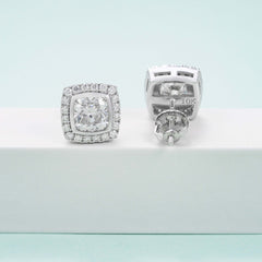 GL Hiphop Jewelry  925 Sterling Silver VVS Round Cut Moissanite Stud Square Shape Earring