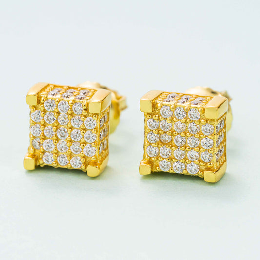 Iced Out Moissanite Diamond 925 Sterling Silver Square Stud Earrings