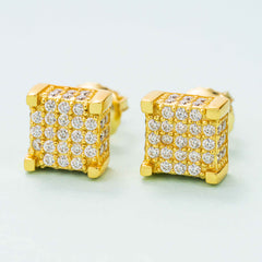 GL Iced Out Moissanite Diamond 925 Sterling Silver Square Stud Earrings