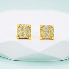 GL Iced Out Moissanite Diamond 925 Sterling Silver Square Stud Earrings