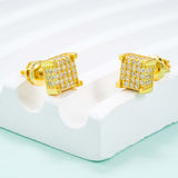 Iced Out Moissanite Diamond 925 Sterling Silver Square Stud Earrings