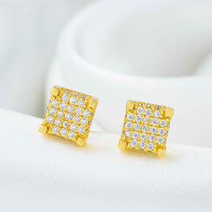 GL Iced Out Moissanite Diamond 925 Sterling Silver Square Stud Earrings