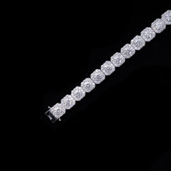 GL Iced Out 10MM Halo Square VVS Moissanite Silver Tennis Chain