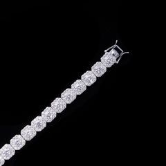GL Iced Out 10MM Halo Square VVS Moissanite Silver Tennis Chain