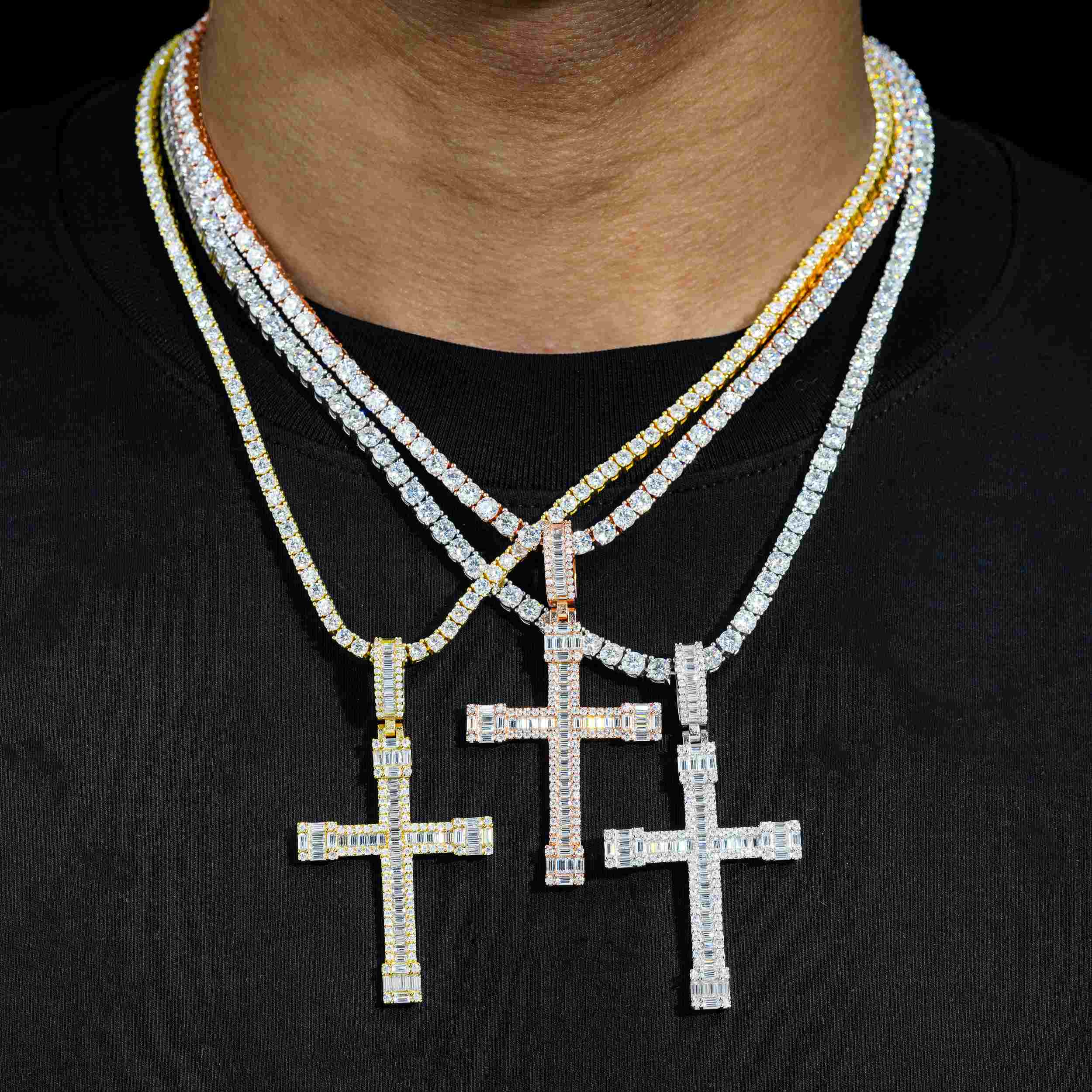 GL VVS Baguette Diamond Hip Hop Iced Out Christian Jesus Cross Pendant Hauptbild