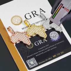 GL Silver Moissanite Continental Plate Shaped Pendant