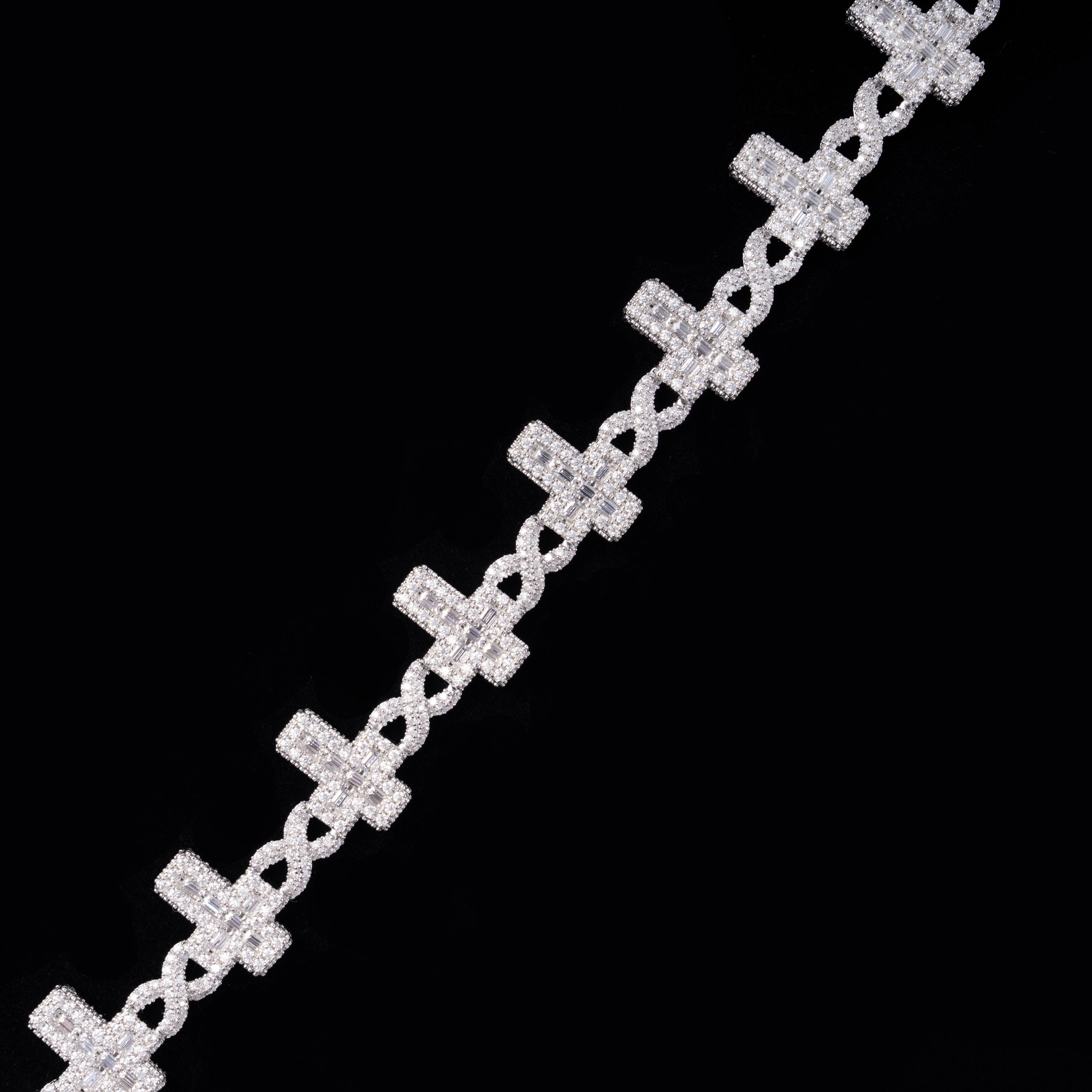 6MM S925 Silver Infinity Cross VVS Moissanite Cuban Chain Bracelet