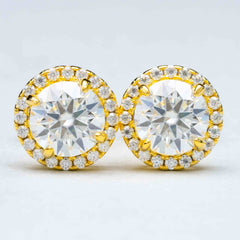 GL Hiphop Jewelry  925 Sterling Silver VVS Round Cut Moissanite Stud Earring