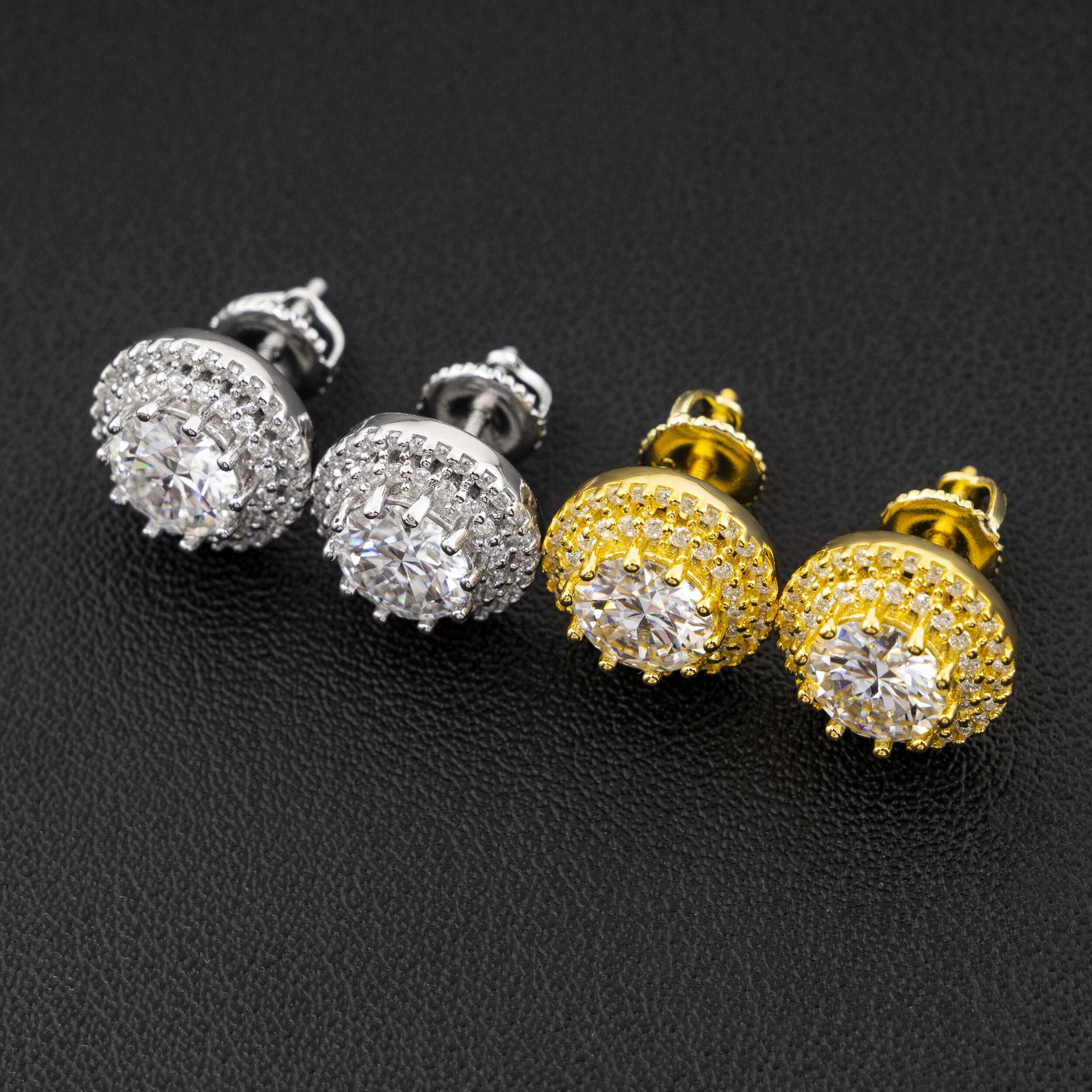 Hip Hop Jewelry 925 Silver VVS Moissanite Diamond Trendy Stud Earrings