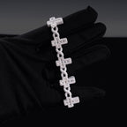 6MM S925 Silver Infinity Cross VVS Moissanite Cuban Chain Bracelet