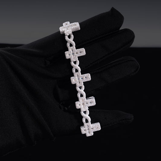 Cross Moissanite Cuban Chain Bracelet