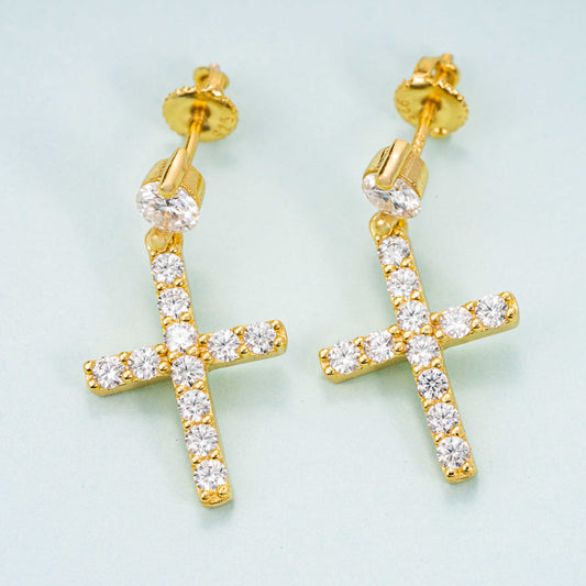 vvs moissanite diamond fashion cross stud earring