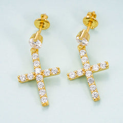GL VVS Moissanite Diamond Fashion Cross Stud Earring
