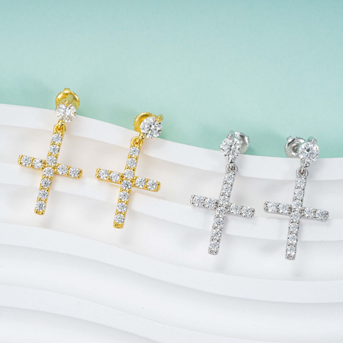 GL VVS Moissanite Diamond Fashion Cross Stud Earring