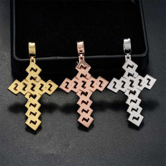 Emerald Cut Cross Pendant