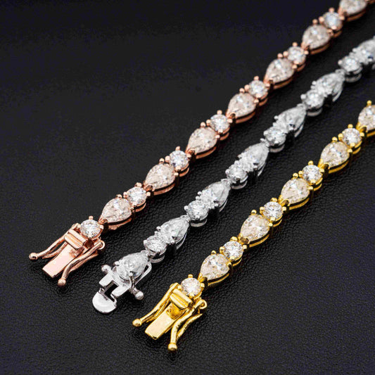 Diamond Luxury Custom Jewelry Moissanite Diamond Iced Out pear cut Tennis Bracelet