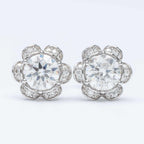 GL Hiphop Jewelry  925 Sterling Silver VVS Round Cut Emerald Cut Moissanite Stud Flower Shape Earring