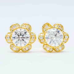 GL Hiphop Jewelry  925 Sterling Silver VVS Round Cut Emerald Cut Moissanite Stud Flower Shape Earring