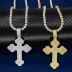 GL 925 sterling silver VVS diamond Moissanite flower shaped cross pendant