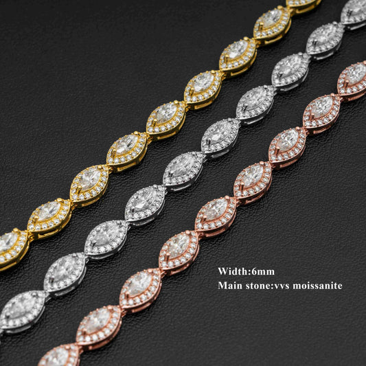 Hip Hop Bracelet Jewelry VVS Moissanite stone Iced Out jewelry for women