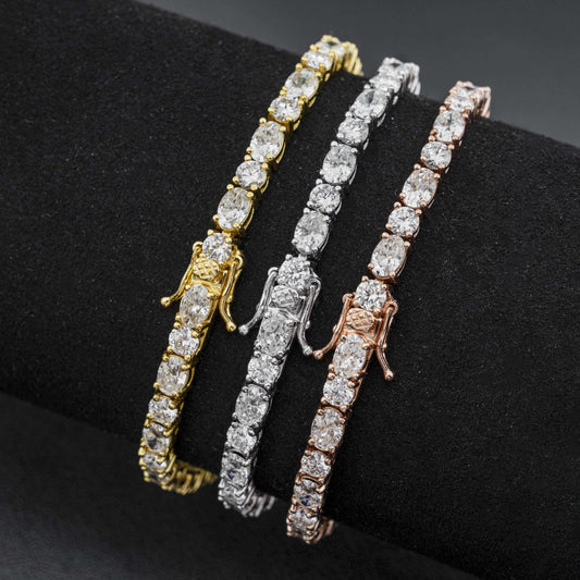 fashion design iced out jewelry 925 silver cuban chain vvs moissanite tennis bracelet for women