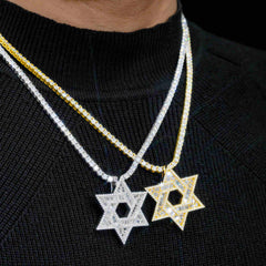 GL Iced Out Hip Hop Brass Zircon Hexagram Pendant