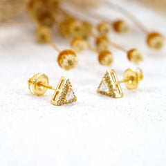 GL Sterling Silver Triangle Shaped Moissanite Stud Earrings