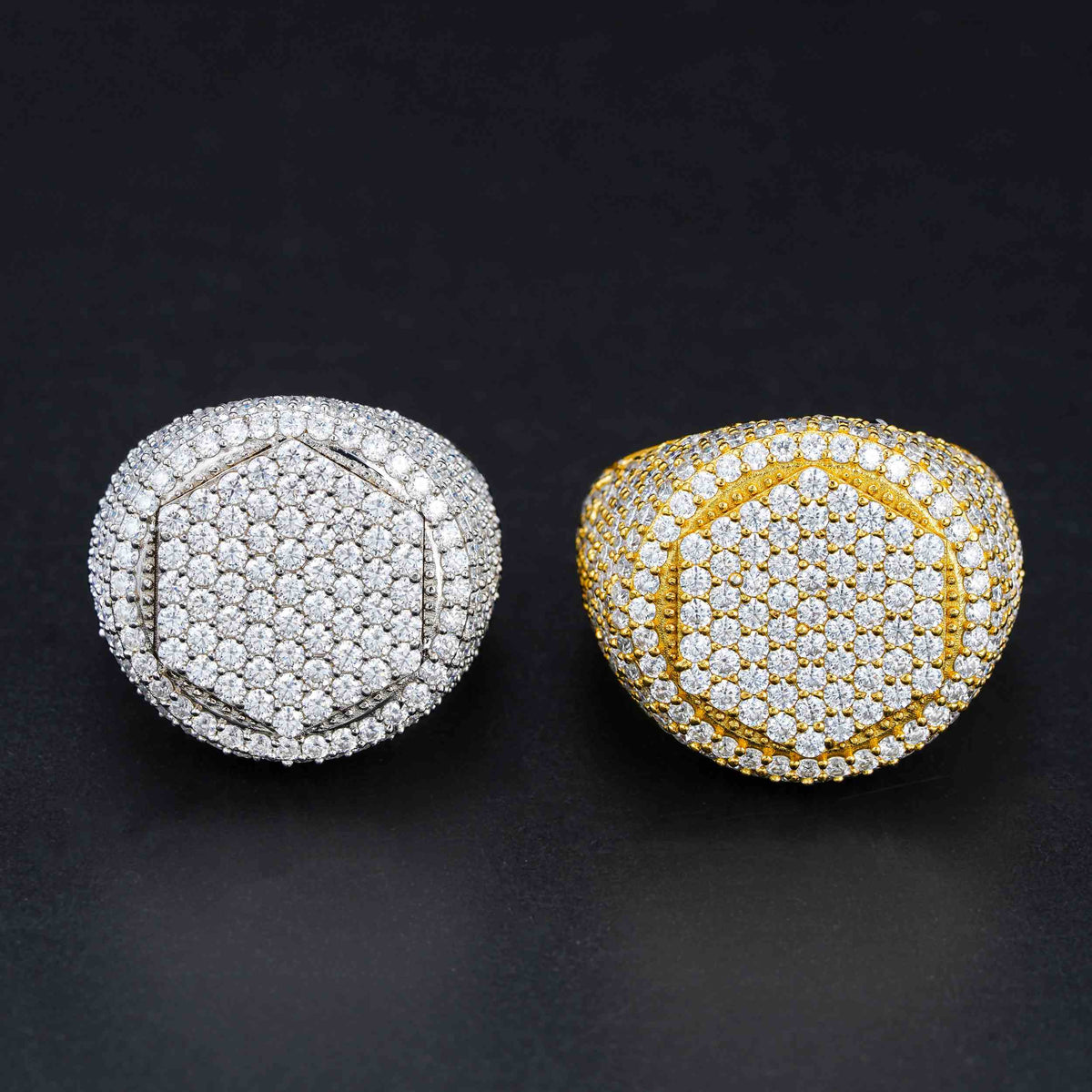 GL Square Round Ice Out Moissanite 925 Sterling Silver Ring