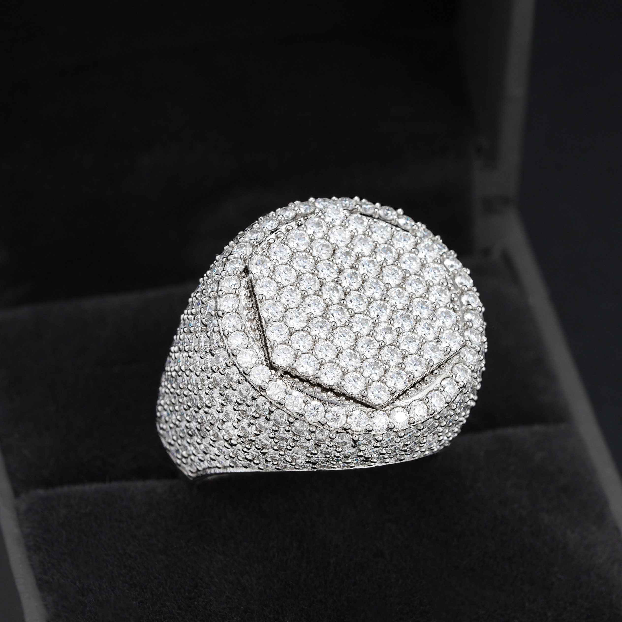 GL Square Round Ice Out Moissanite 925 Sterling Silver Ring