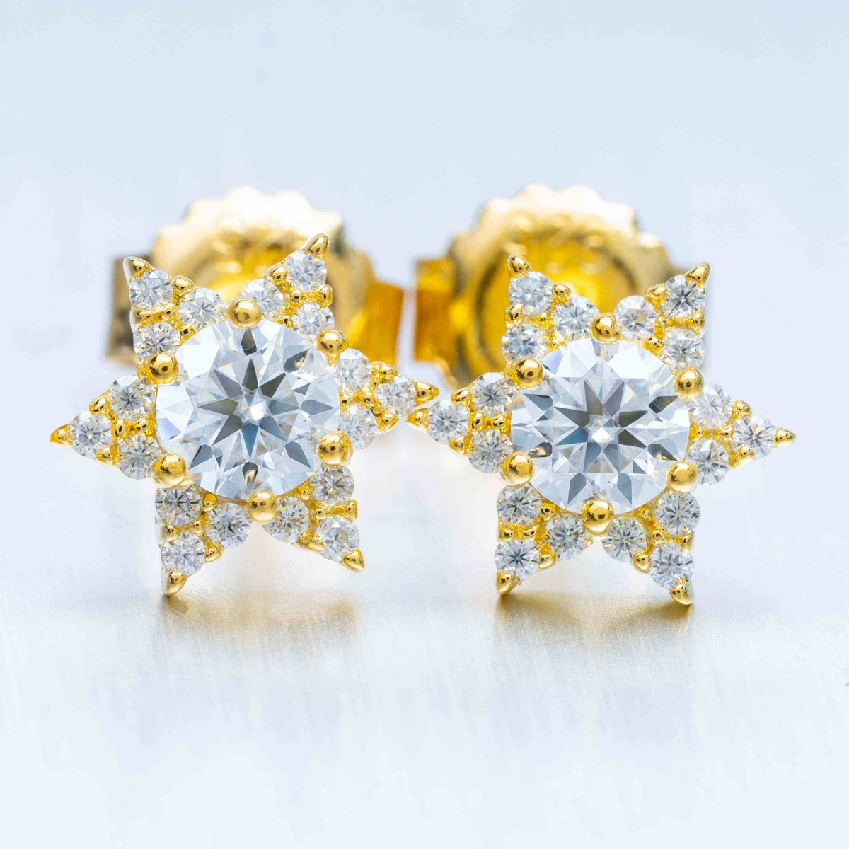 Hiphop Jewelry  925 Sterling Silver VVS Round Cut Moissanite Stud star shape Earring